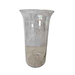Hand Blown Glass Cylinder Vase Candle Holder Flared Rim